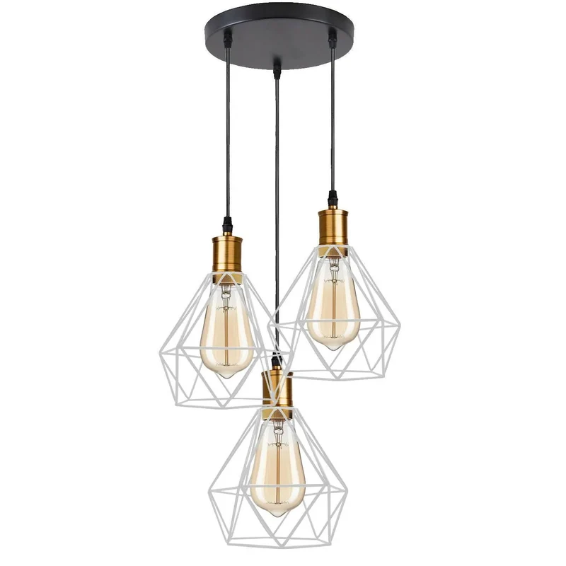 Industriell 3-flammige Cluster Pendelleuchte mit Verstellbarem Kabel~3533