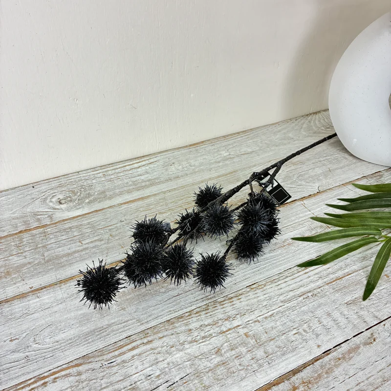 Countryfield Künstlicher Zweig Distel Kunstpflanze 65cm Schwarz Deko
