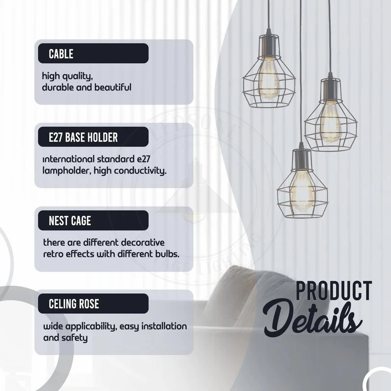 Industrielle Vintage-Deckenleuchte~3466