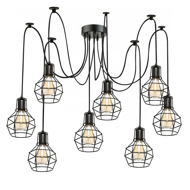 All Seasons Life Lampada Sospensione Spider 8 Vie Industriale Diamante ~3408