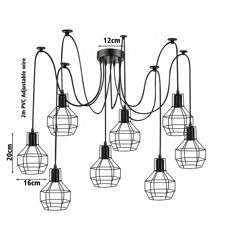 All Seasons Life Lampada Sospensione Spider 8 Vie Industriale Diamante ~3408