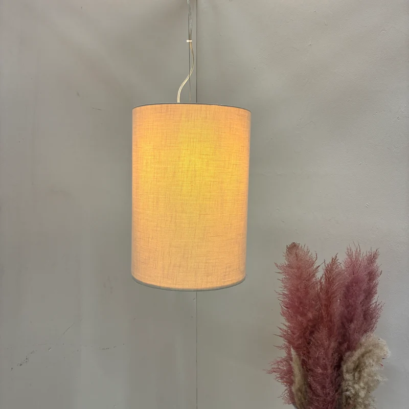 Deckenlampe Hängeleuchte Stoffschirm 28cm Beige Sand Textil Lampe Gebraucht