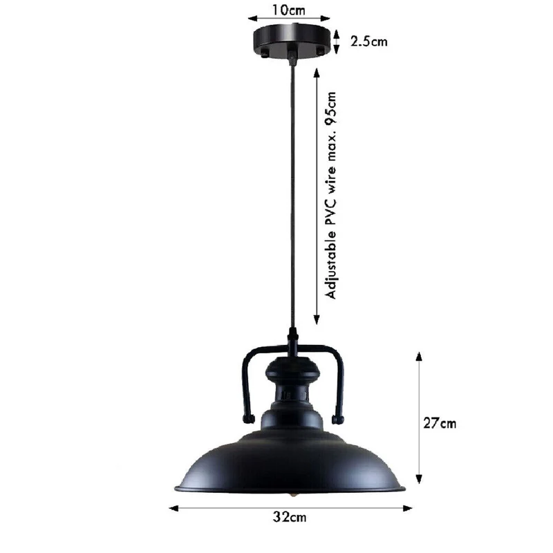 Retro hängelampe schwarz küchenlampe Pendellampe E27 | Ø 32cm ~ 3370