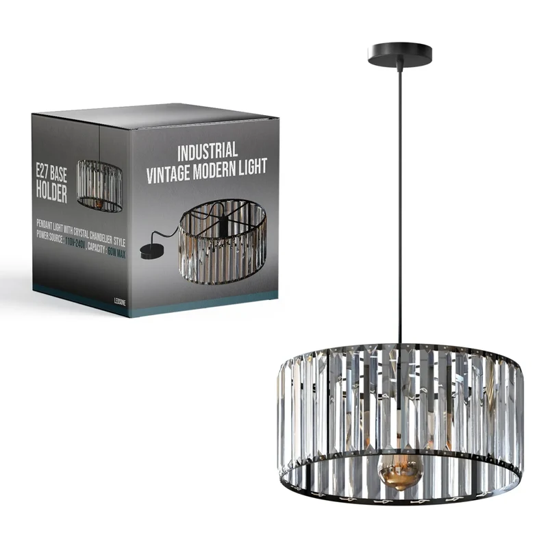 Kristall Kronleuchter Pendelleuchte – Trommelschirm Design ~ 3369