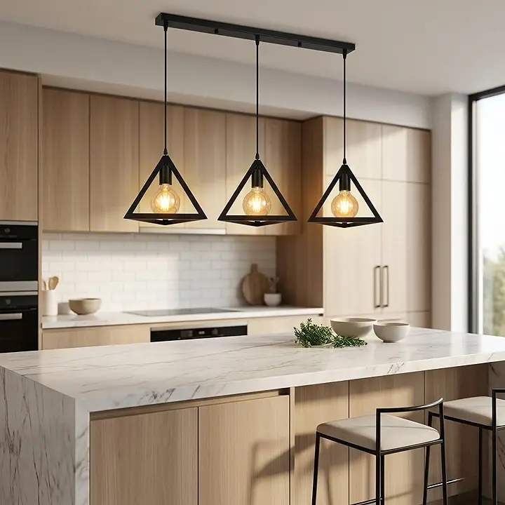 Industrielle Loft-Deckenleuchte aus Metall mit 3 Leuchten~3460