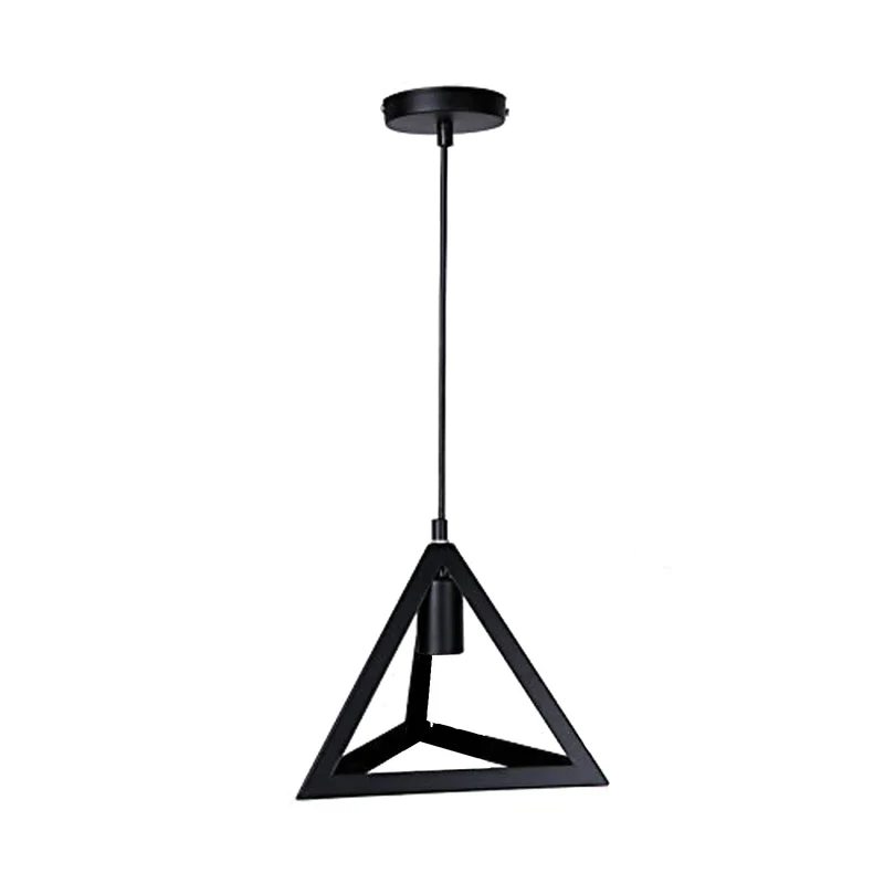 Moderne Dreieck Drahtkorb Pendelleuchte Schwarz~3459