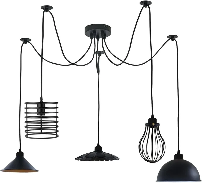 All Seasons Life Lampada Sospensione Spider 5 Vie Industriale Diamante ~3406