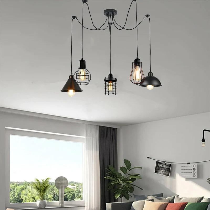 All Seasons Life Lampada Sospensione Spider 5 Vie Industriale Diamante ~3406