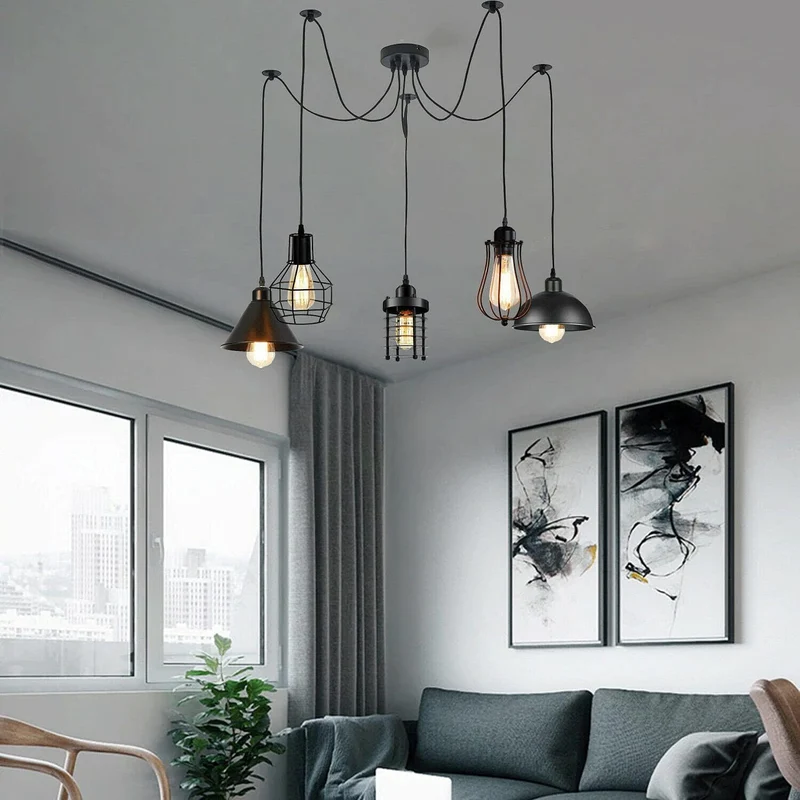 All Seasons Life Lampada Sospensione Spider 5 Vie Industriale Diamante ~3406