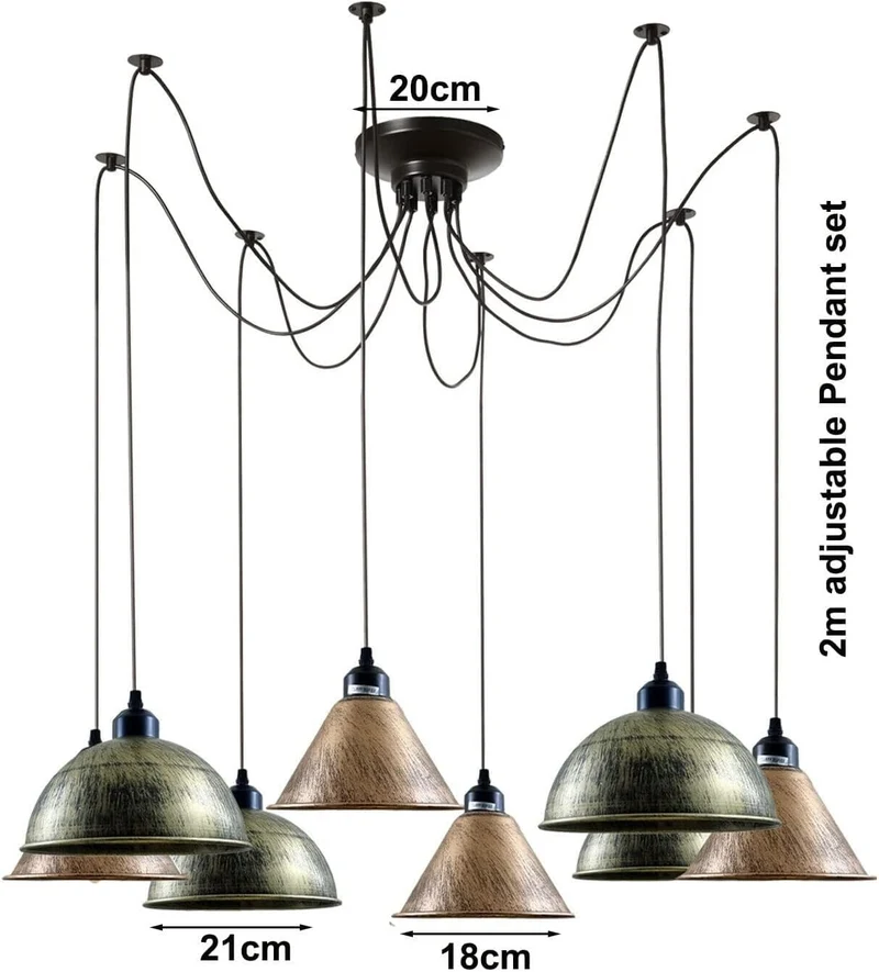 All Seasons Life Lampada Sospensione Spider 5 Vie Industriale Diamante ~3406