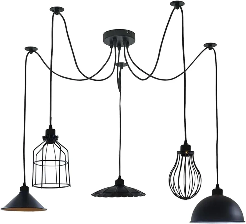 All Seasons Life Lampada Sospensione Spider 5 Vie Industriale Diamante ~3406