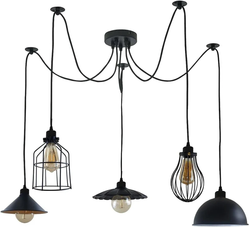 All Seasons Life Lampada Sospensione Spider 5 Vie Industriale Diamante ~3406