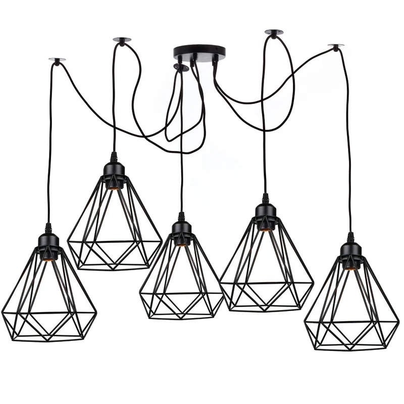 All Seasons Life Lampada Sospensione Spider 5 Vie Industriale Diamante ~3406