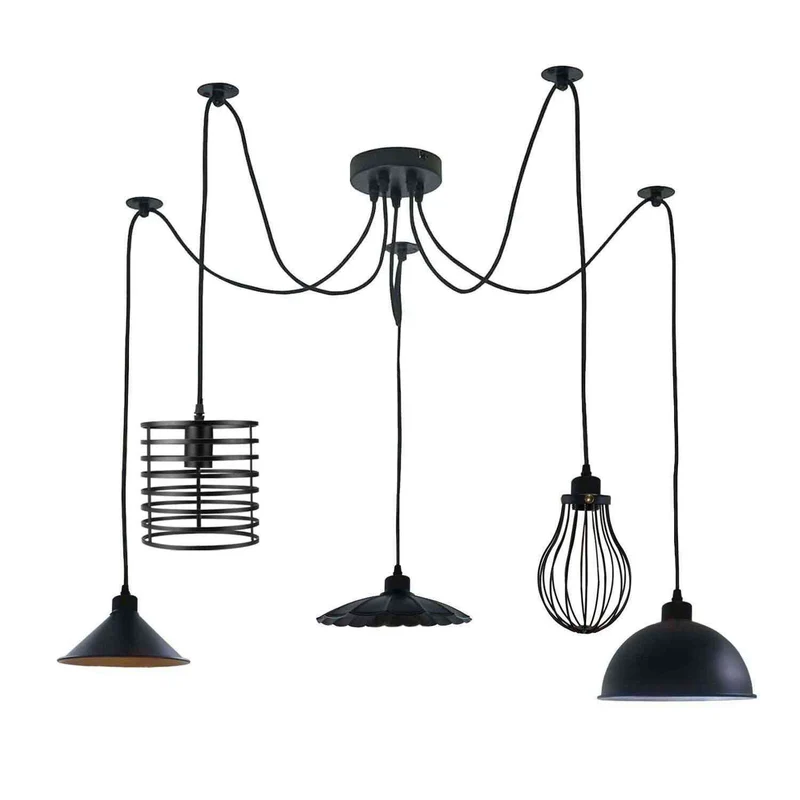 All Seasons Life Lampada Sospensione Spider 5 Vie Industriale Diamante ~3406