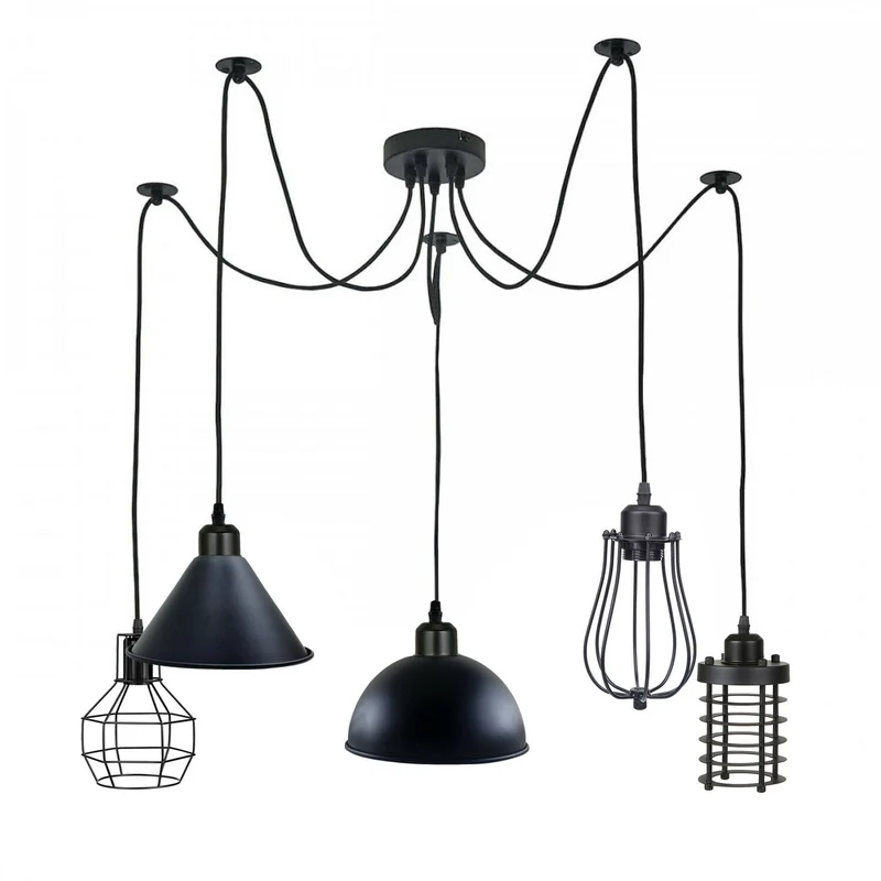 All Seasons Life Lampada Sospensione Spider 5 Vie Industriale Diamante ~3406
