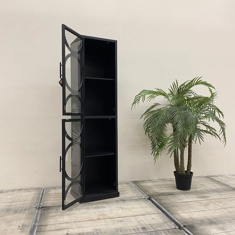 PTMD Dailey Vitrine Schwarz Holz Glas Art Deco Stil Schrank