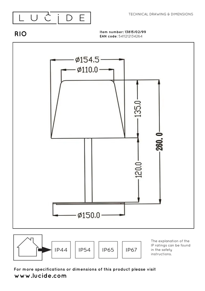 Akku-Außen-Tischlampe Rio LED dimmbar RGB IP44 Multicolor