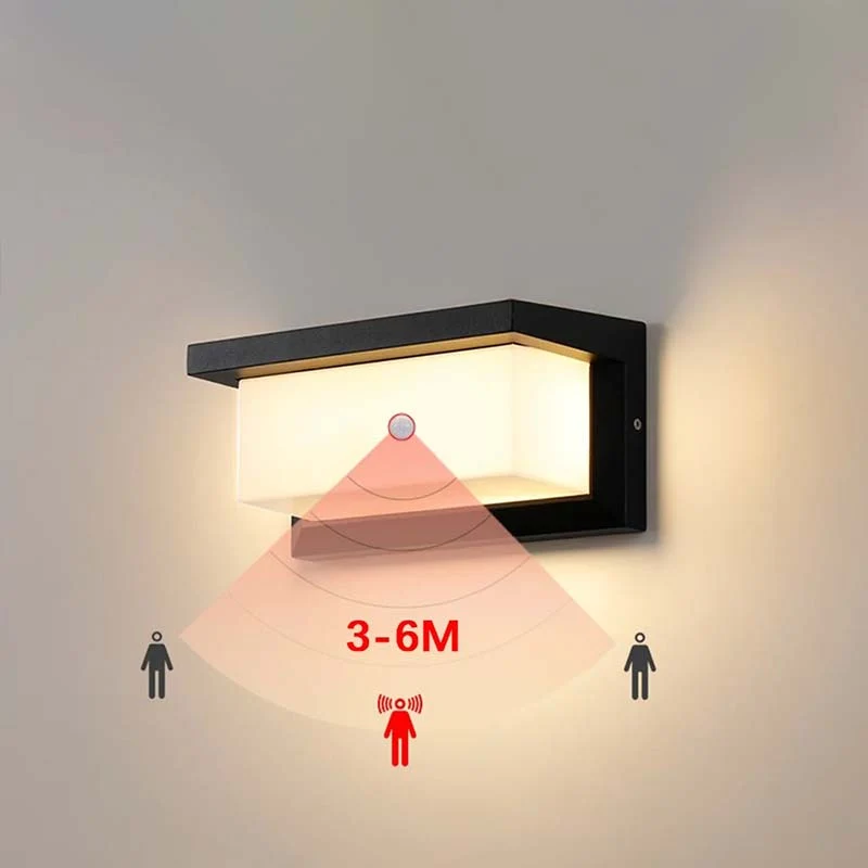 Buitenlamp Bewegingssensor Wand 18W LED Zwart Waterdicht Verlichting Tuin Veranda Oprit Gevel Garage | Sansoti