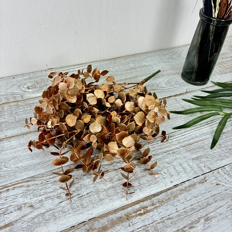 Künstlicher Zweig Silk Dry Eukalyptus kupferfarben Kunstpflanze 50cm Deko
