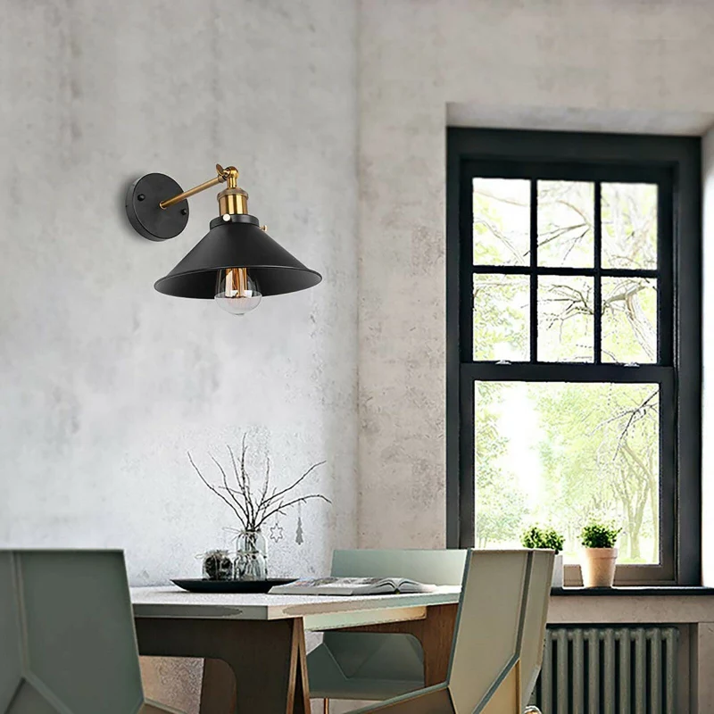 Vintage Wandleuchte Innen schwarz Industrial Wandlampe~3263