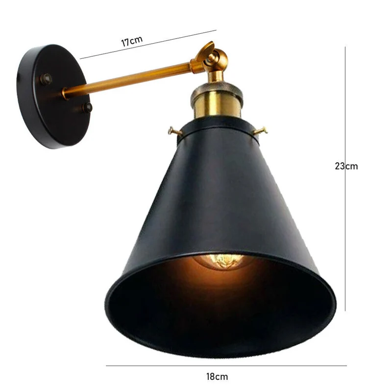 Vintage Wandleuchte Innen schwarz Industrial Wandlampe~3263