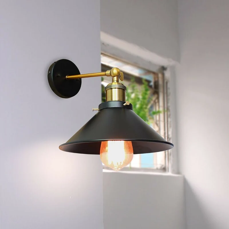 Vintage Wandleuchte Innen schwarz Industrial Wandlampe~3263