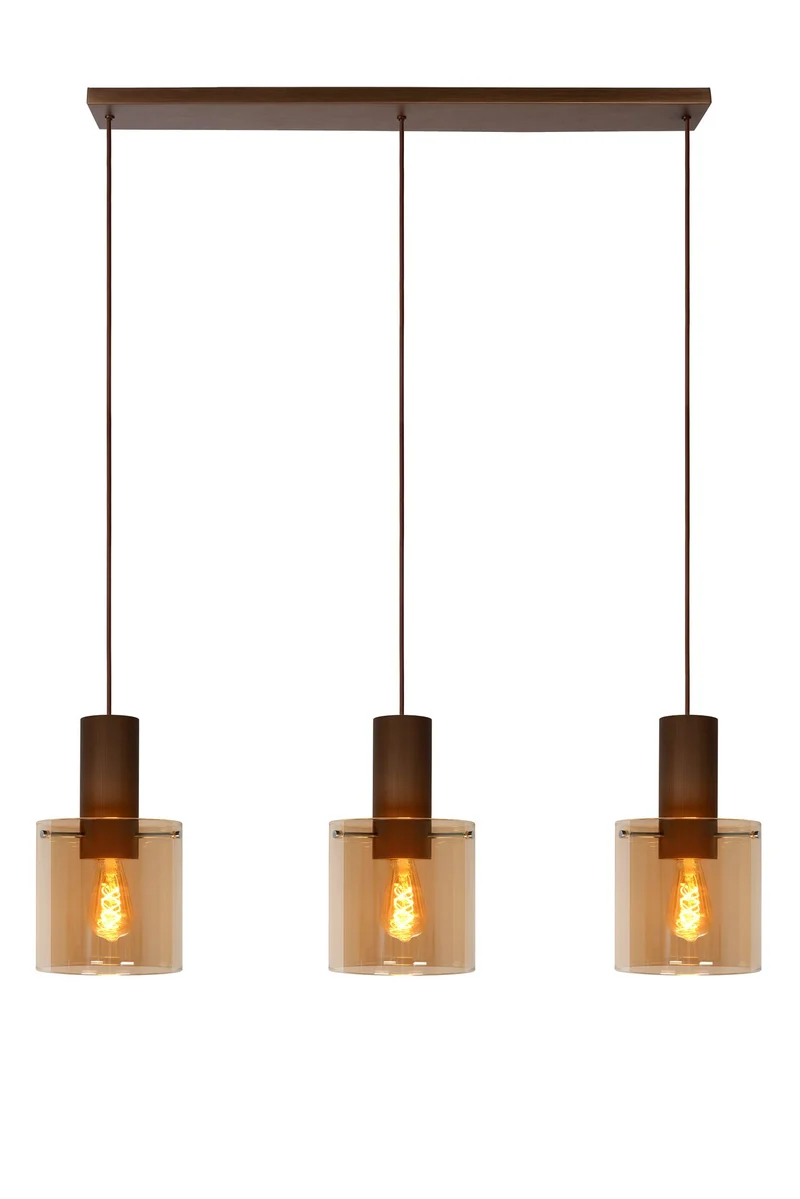 Pendelleuchte Toledo 3-flammig Glas Ø20cm höhenverstellbar Amber