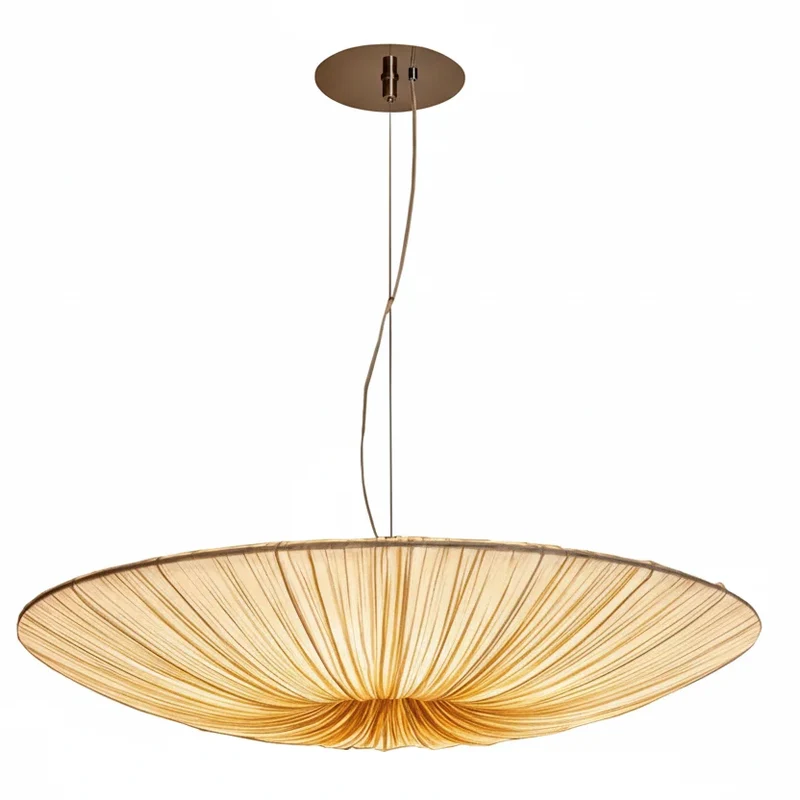 Geplooide Kroonluchter met Parasol-Design – Stoffen Hanglamp voor Eetkamer Woonkamer en Slaapkamer Sfeer | Sansoti