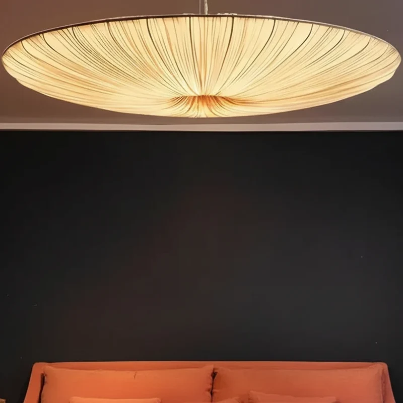 Geplooide Kroonluchter met Parasol-Design – Stoffen Hanglamp voor Eetkamer Woonkamer en Slaapkamer Sfeer | Sansoti