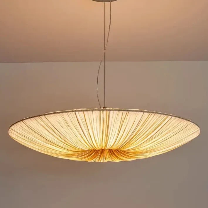 Geplooide Kroonluchter met Parasol-Design – Stoffen Hanglamp voor Eetkamer Woonkamer en Slaapkamer Sfeer | Sansoti