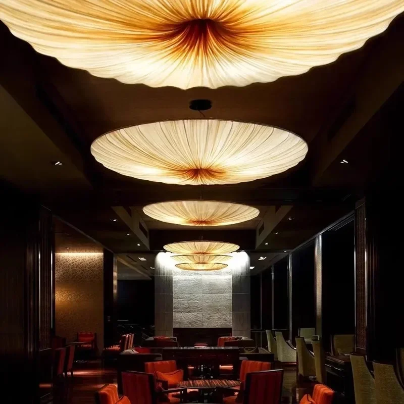 Geplooide Kroonluchter met Parasol-Design – Stoffen Hanglamp voor Eetkamer Woonkamer en Slaapkamer Sfeer | Sansoti