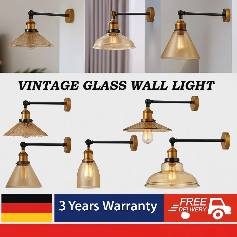 Vintage Glas Wandleuchten – Edle Innenbeleuchtung ~3281
