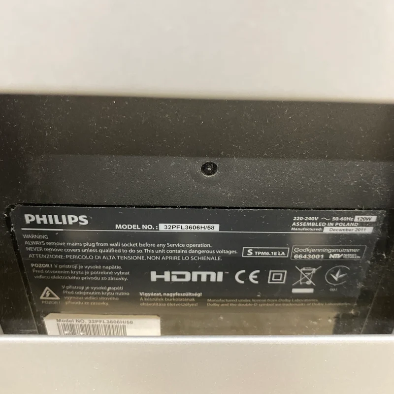 Philips 32PFL3606H/58 Fernseher Schwarz LCD Wand TV Gebraucht