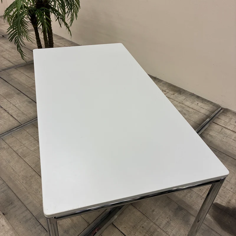 Bosse Bürotisch Tisch 175x75cm Esstisch Weiß Chrom Höhenverstellbar Tisch Gebraucht