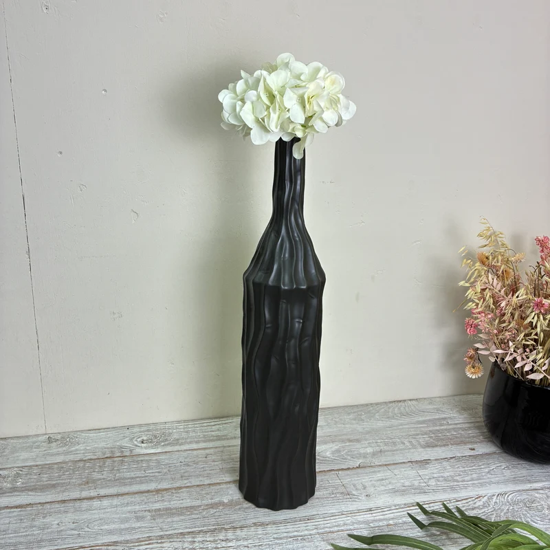 PTMD Vase Finne Flaschenvase Keramik L 61cm Anthrazit Schwarz Deko