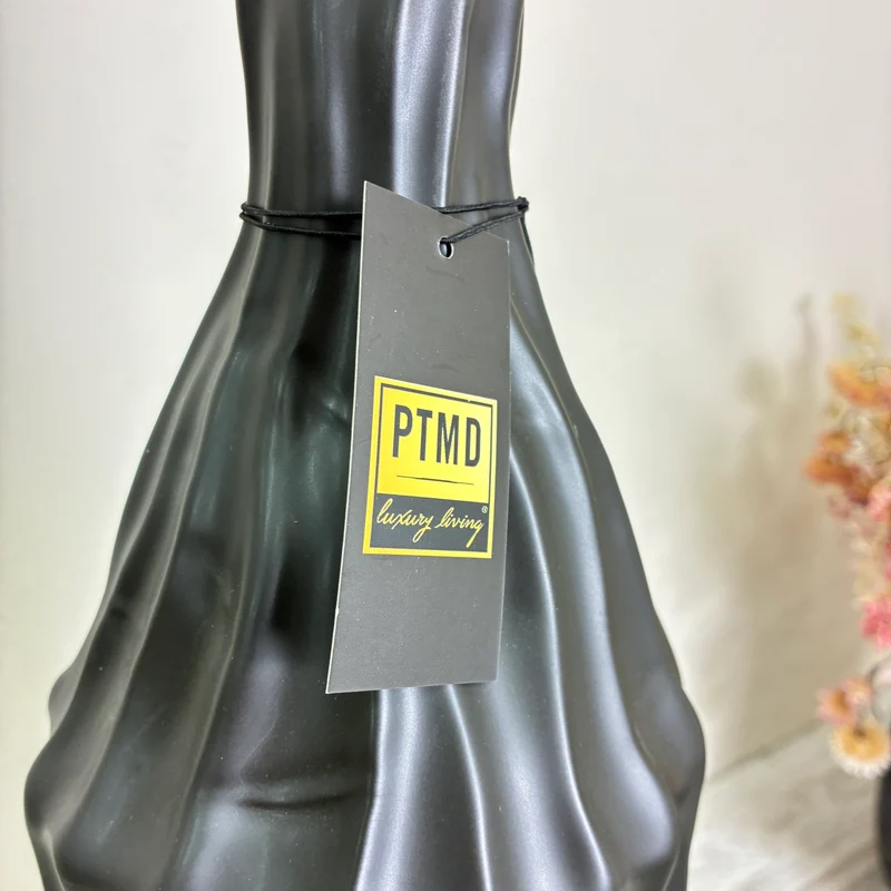 PTMD Vase Finne Flaschenvase Keramik L 61cm Anthrazit Schwarz Deko