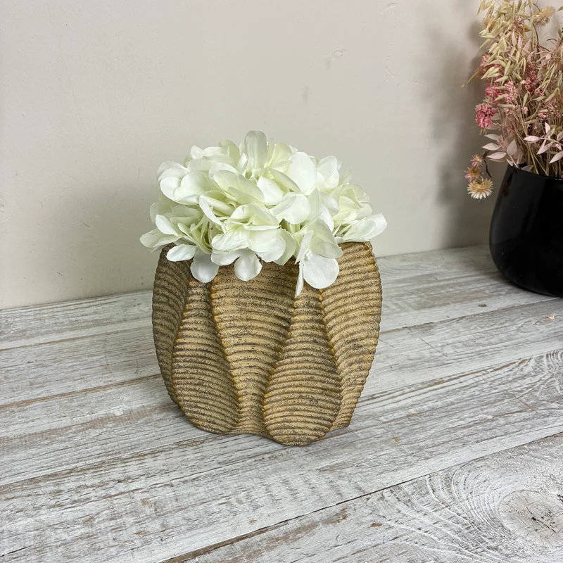 PTMD Pflanztopf Übertopf Tulpenform Keramik Beige Braun 18cm Natur Blumentopf