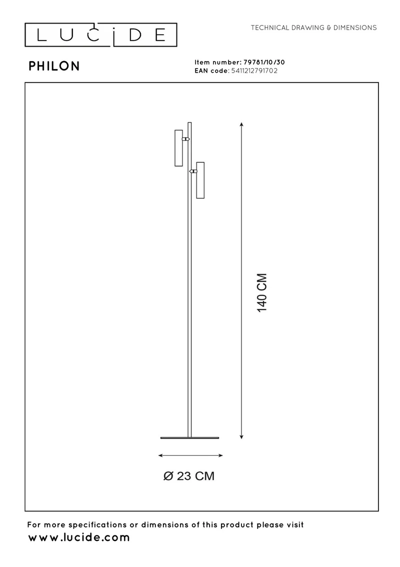 LED-Lese-Stehleuchte Philon 2-flammig Touchdimmer Schwarz 140cm