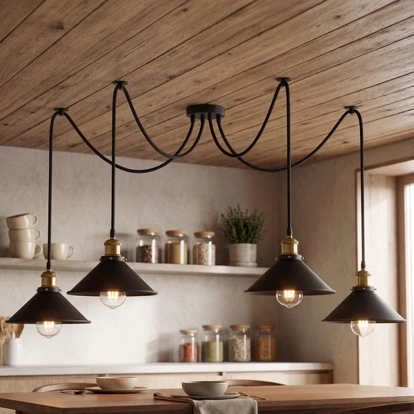 Schwarze Spinnenlampe Vintage – Industrie Pendelleuchte Auswählbar | Ø 22cm | E27 ~3308