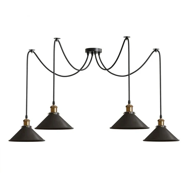 Schwarze Spinnenlampe Vintage – Industrie Pendelleuchte Auswählbar | Ø 22cm | E27 ~3308