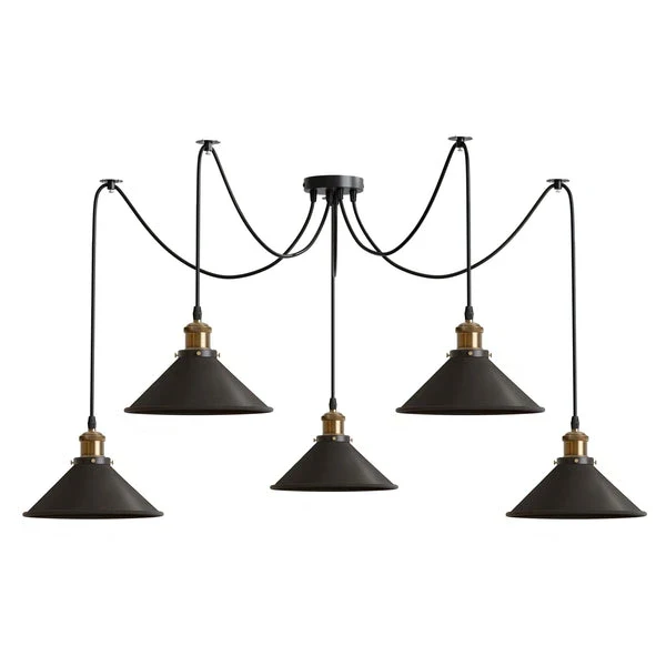 Schwarze Spinnenlampe Vintage – Industrie Pendelleuchte Auswählbar | Ø 22cm | E27 ~3308