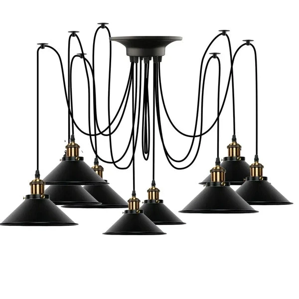 Schwarze Spinnenlampe Vintage – Industrie Pendelleuchte Auswählbar | Ø 22cm | E27 ~3308