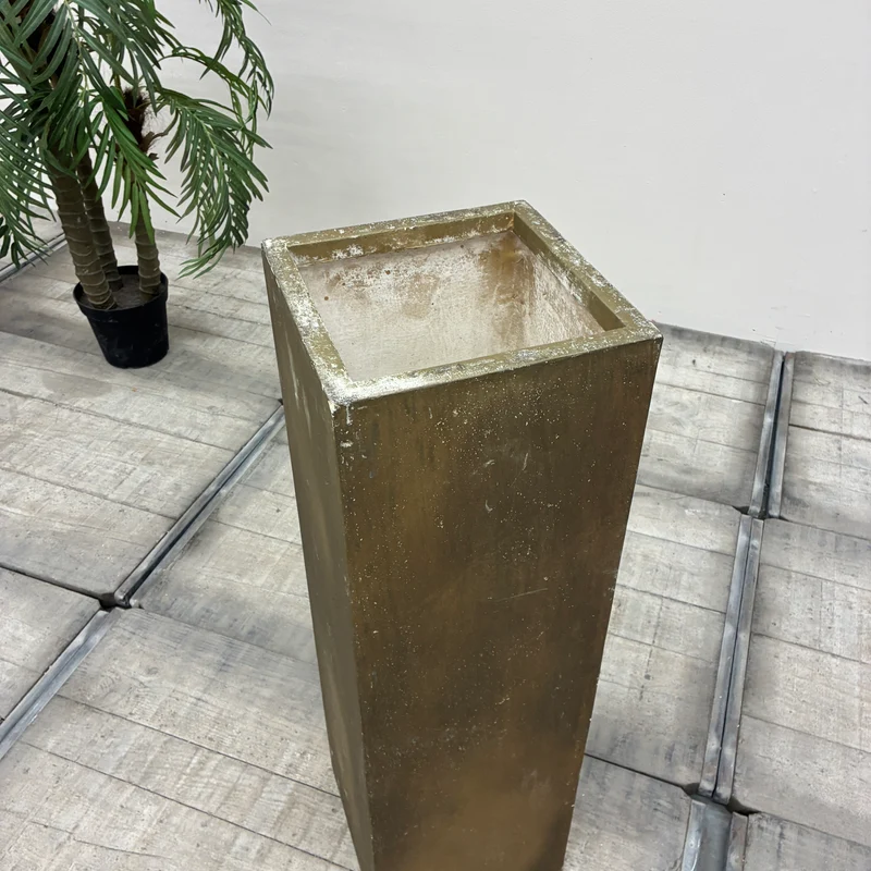 Pflanzkübel Säule Hoch Pflanzgefäß Gold Vintage Übertopf Gebraucht