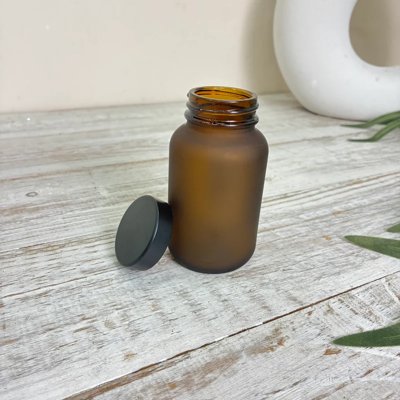 Glasflasche Braunglas 120ml Matt Glas Schraubverschluss Deko