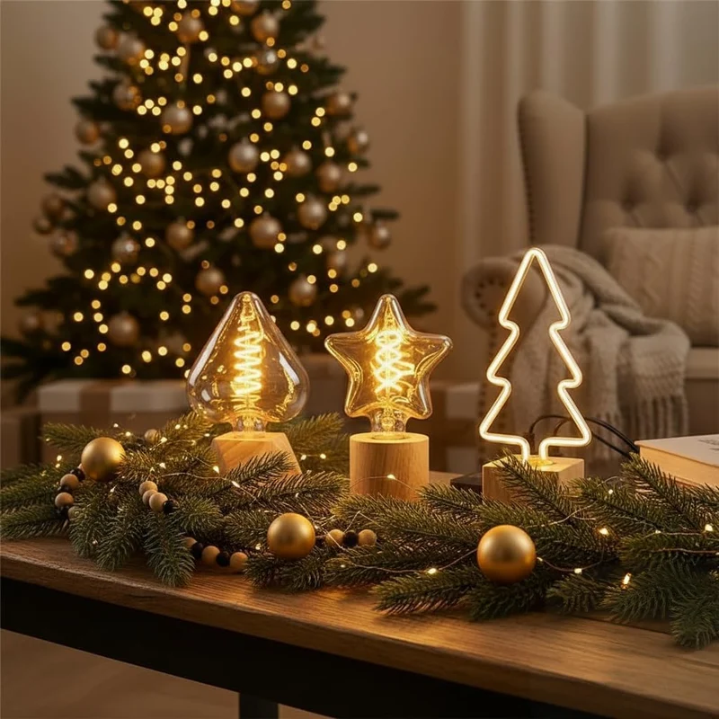Dreifach-Holztischlampen für stimmungsvolle Beleuchtung~3448