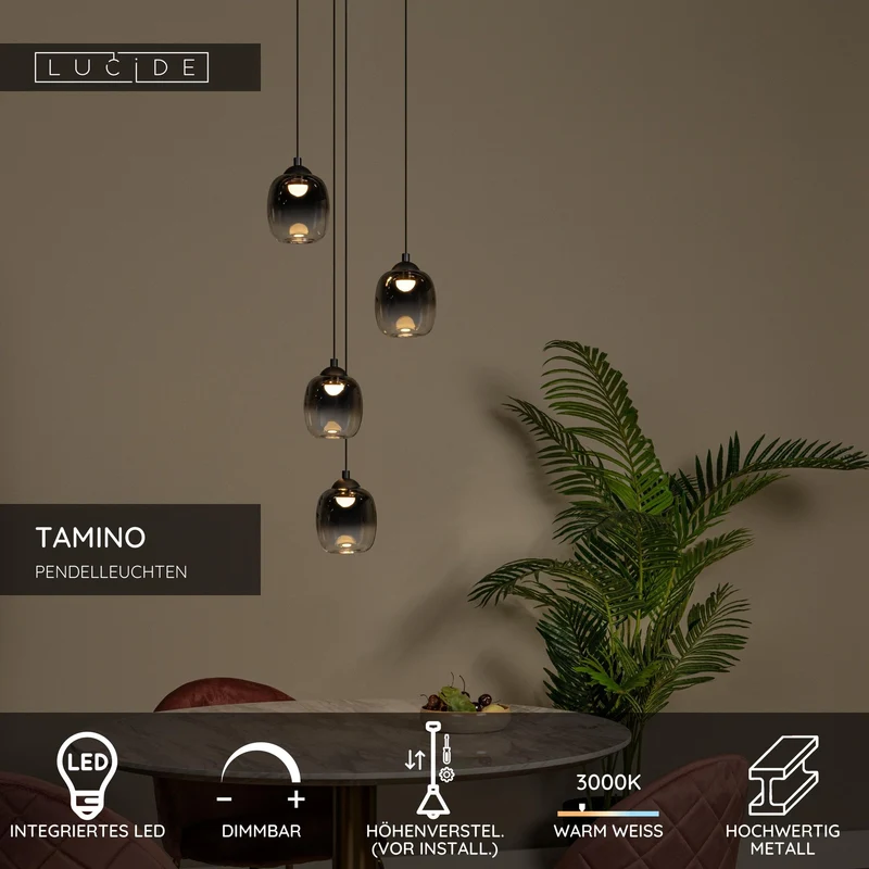 LED-Pendelleuchte Tamino 4-flammig dimmbar