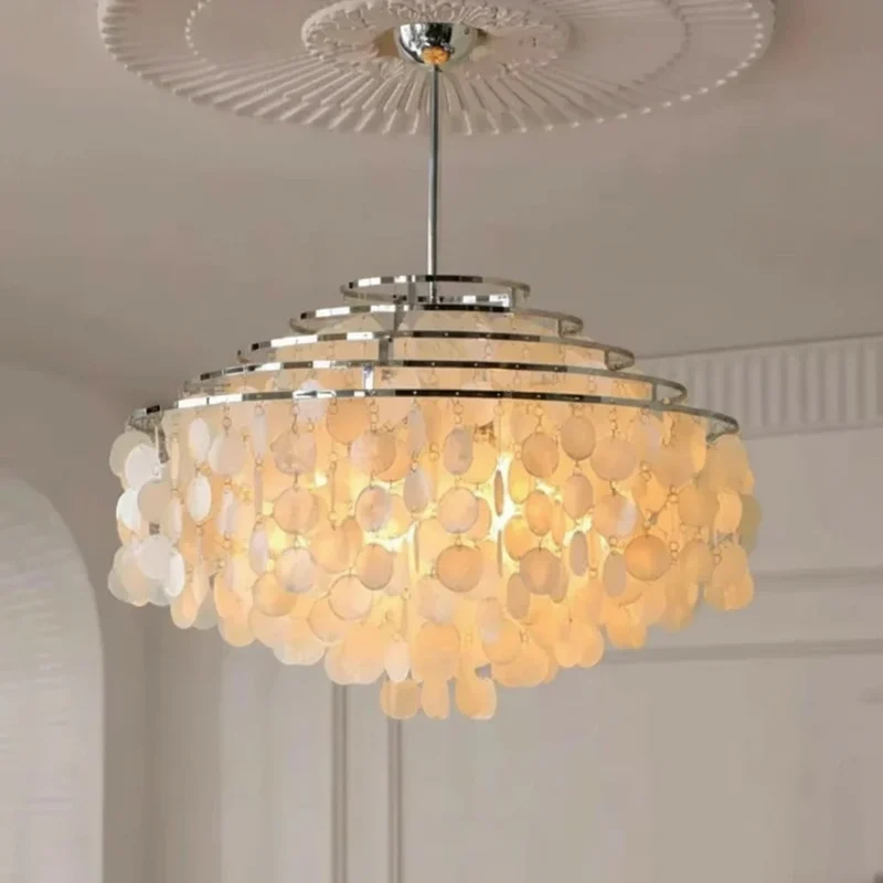 Kroonluchter Schelpen Rond Goud Zilver LED Woonkamer Eetkamer Slaapkamer Hotelhal Trappenhuis Parlor | Sansoti