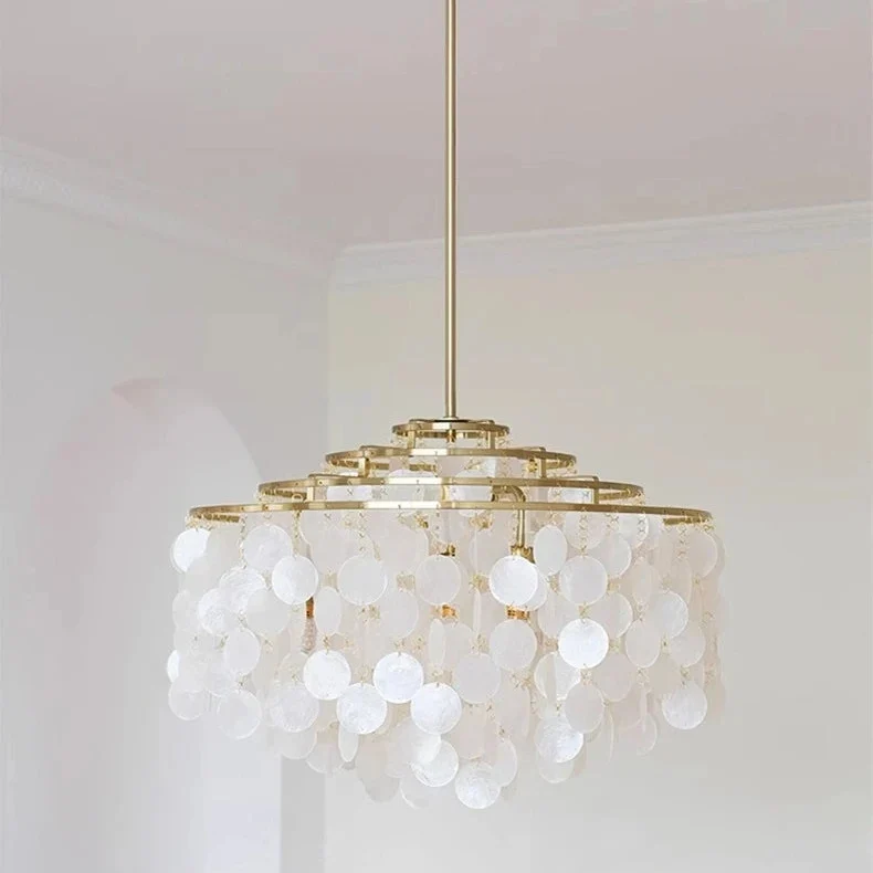 Kroonluchter Schelpen Rond Goud Zilver LED Woonkamer Eetkamer Slaapkamer Hotelhal Trappenhuis Parlor | Sansoti