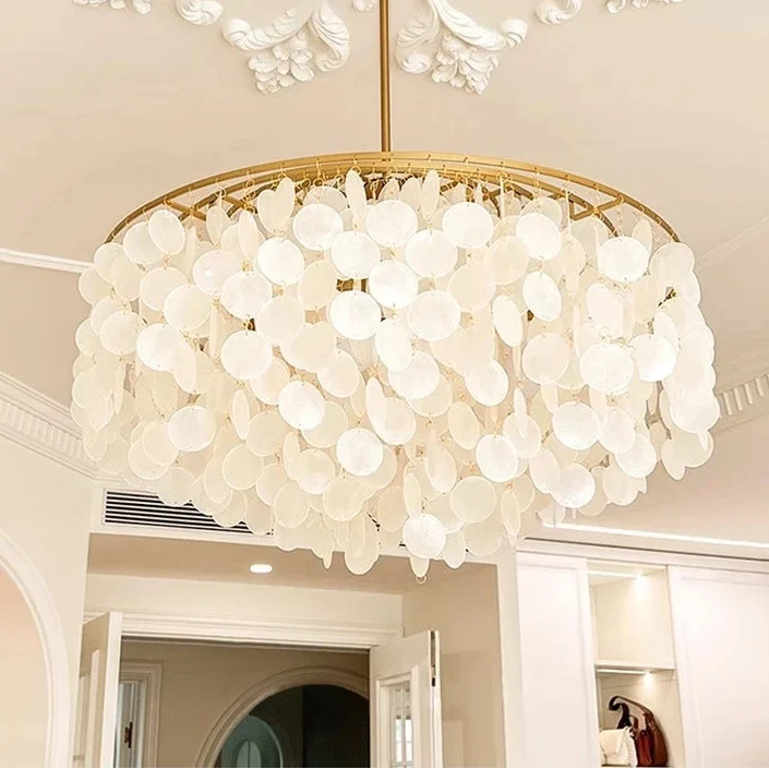 Kroonluchter Schelpen Rond Goud Zilver LED Woonkamer Eetkamer Slaapkamer Hotelhal Trappenhuis Parlor | Sansoti