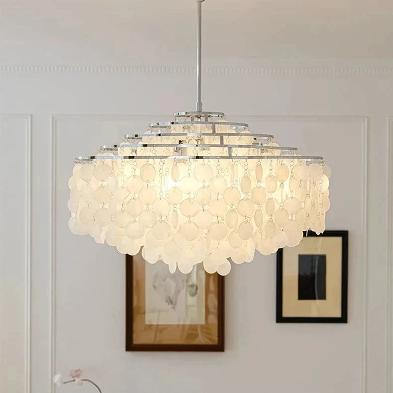 Kroonluchter Schelpen Rond Goud Zilver LED Woonkamer Eetkamer Slaapkamer Hotelhal Trappenhuis Parlor | Sansoti